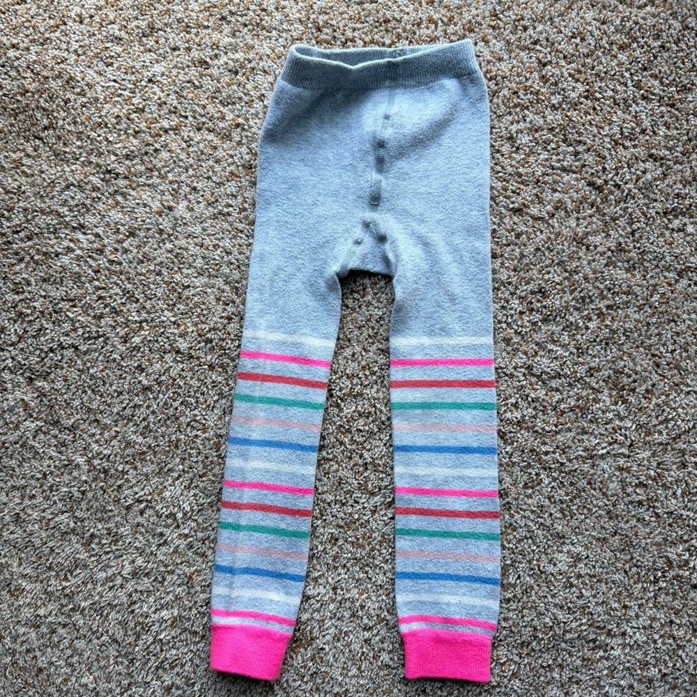 Mini Boden Striped Gray and Pink Footless tights 4-5Y